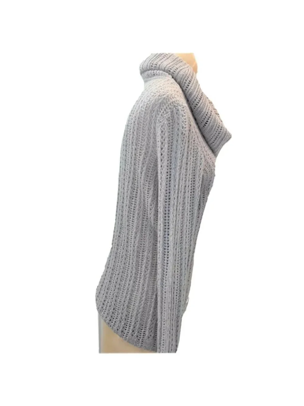 Axcess Gray Cable Knit Cowl Neck Sweater Womens Size Medium Long Sleeve